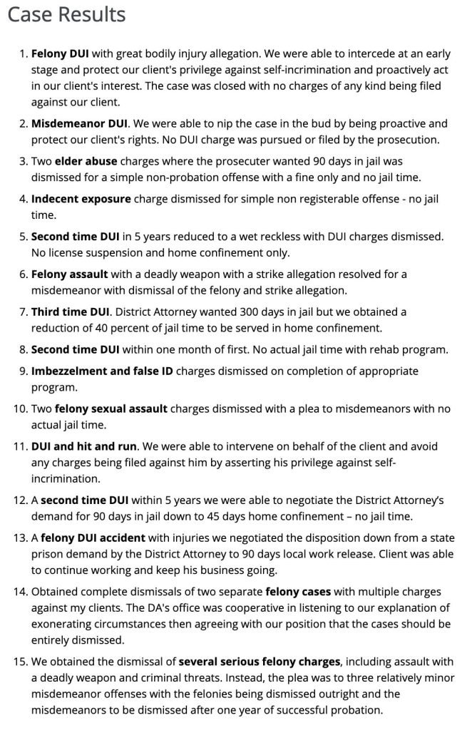 Criminal Law Case Results
